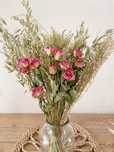 Load image into Gallery viewer, Dried Rose & Green Grasses Flower Arrangement