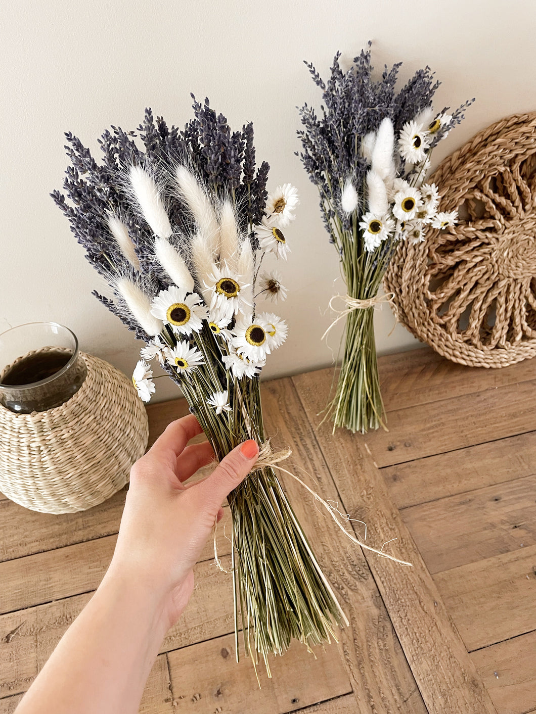 Lavender Dried Flower Bunch With Daises & Bunny Tails